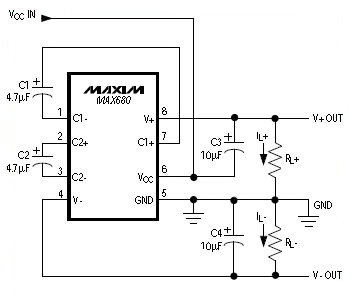 Monolithic charge-pump voltage converter MAX680 Monolithic charge-pump voltage converter MAX680